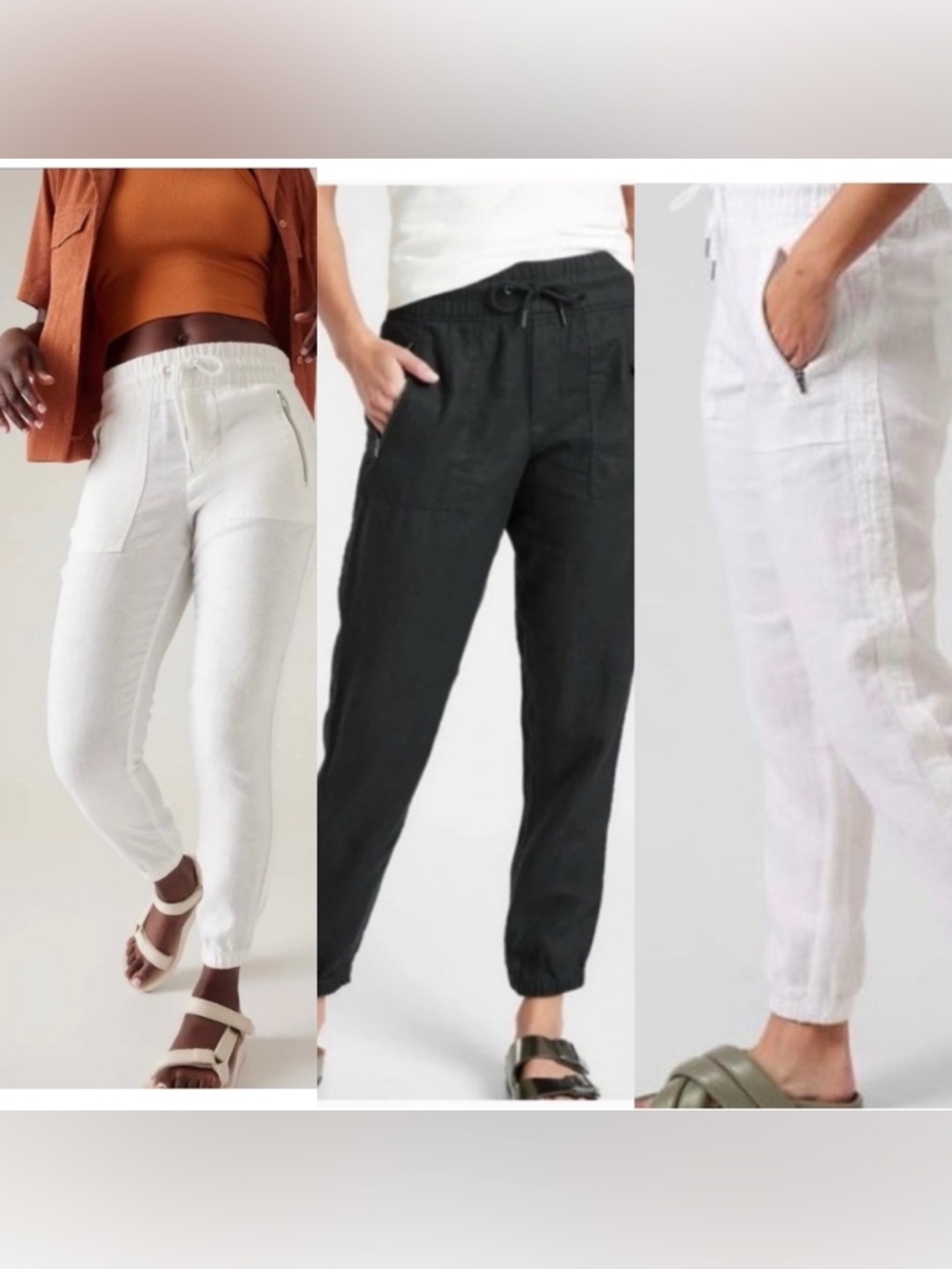 ATHLETA 10 (2)Pairs of Cabo Linen Jogger Pants - both Black & White